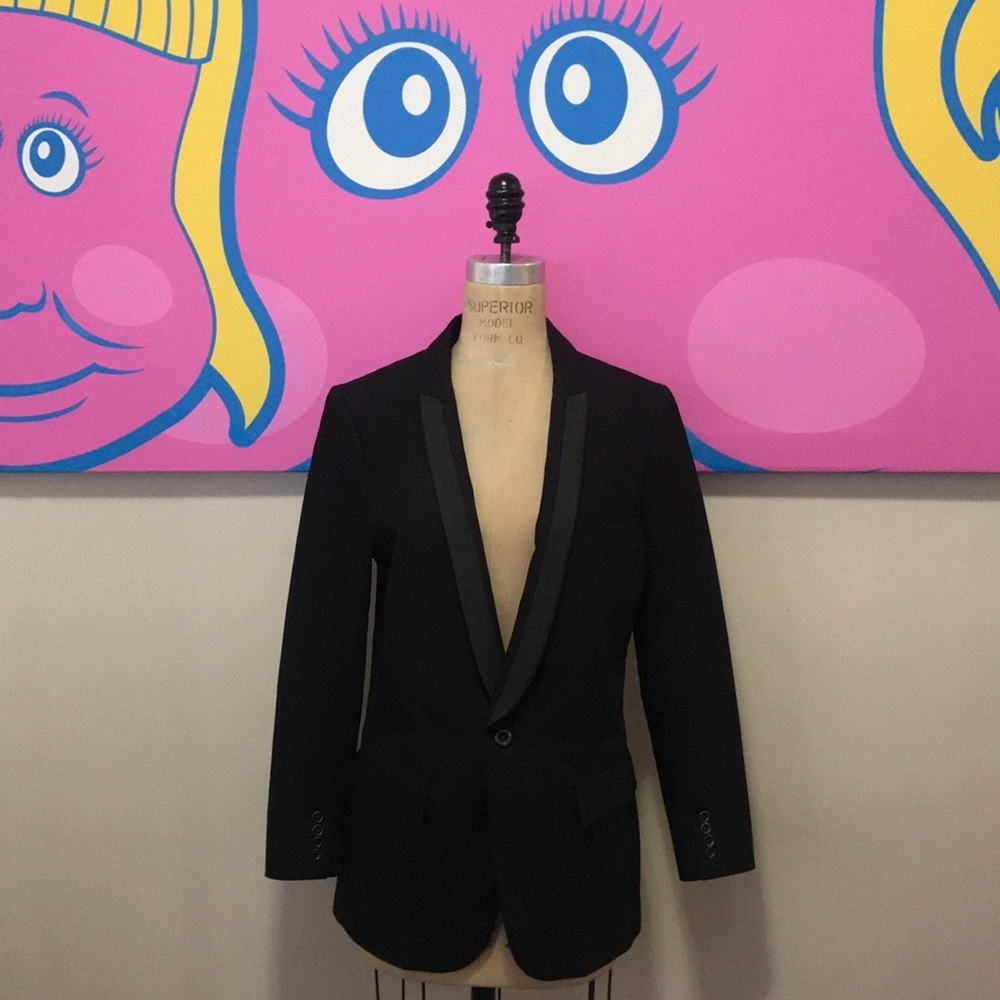 Diesel Black Stretch Denim Tuxedo Blazer
